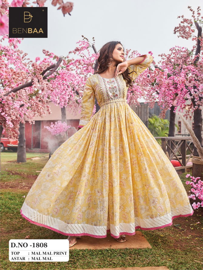 Blossoming Benbaa Designe Size Set Wholesale Anarkali Kurtis Catalog